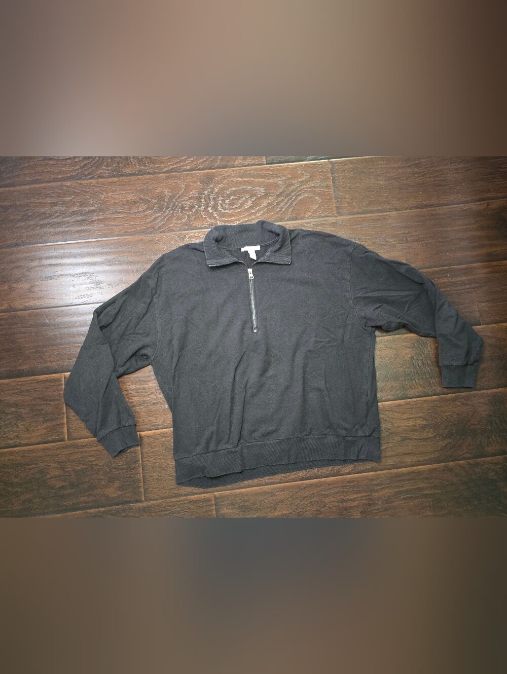 Daily Ritual Womens Black Quarter Zip Pullover Athleisure Sweater Large